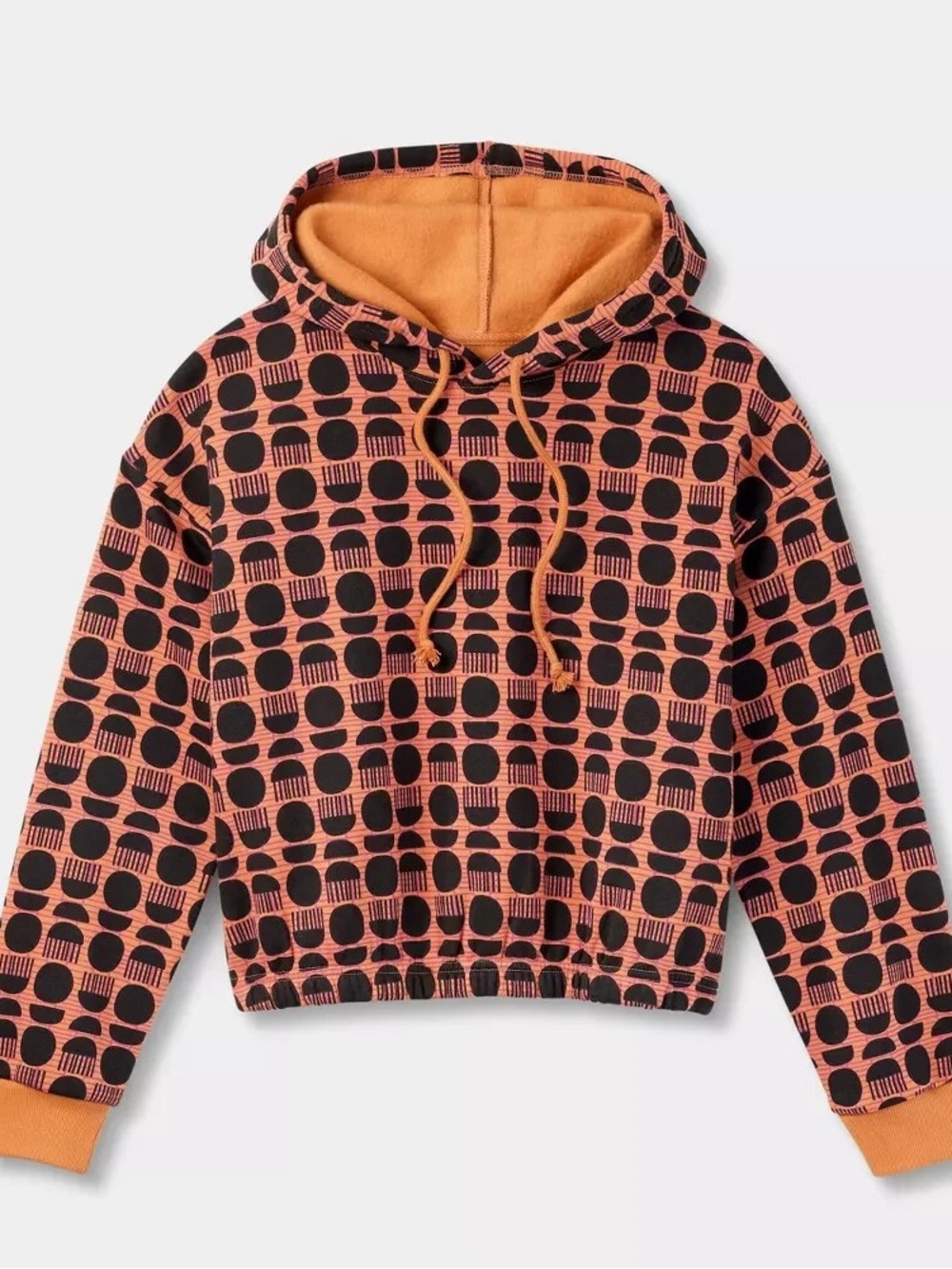 Target Black History Month Orange and Black Hairpick Cropped Hoodie